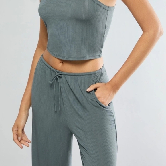 New IVL Low Rise Ribbed Off White Pajama Loungewear Pants NWT Small - Picture 5 of 9